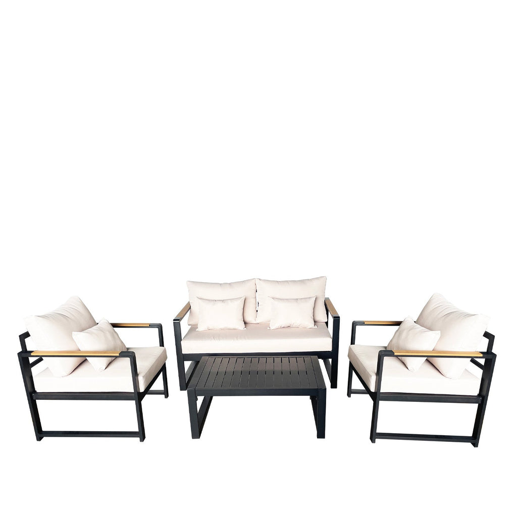 Juego living terraza Mykonos 2-1-1 negro