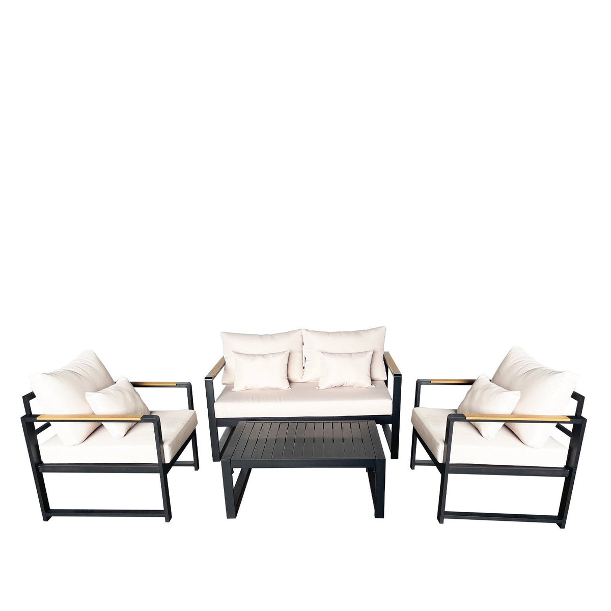Juego living terraza Mykonos 2-1-1 negro
