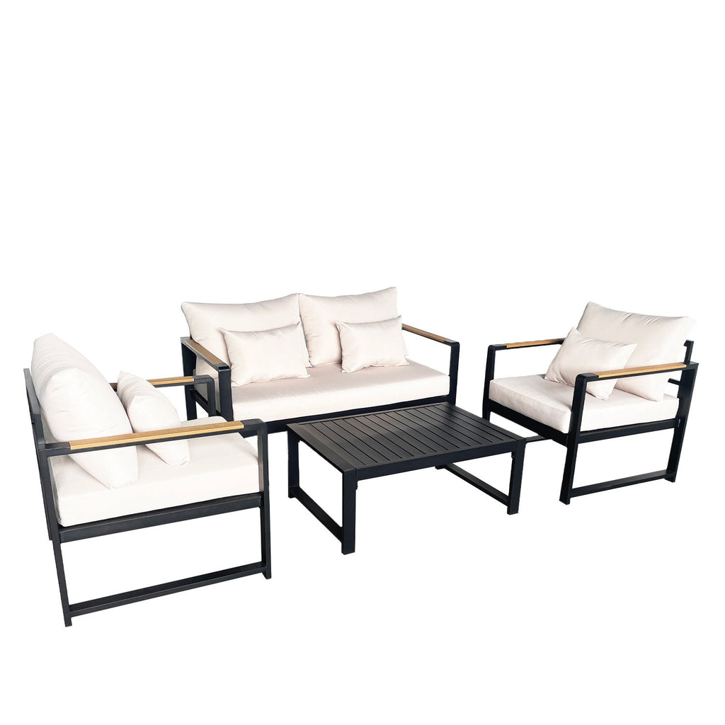 Juego living terraza Mykonos 2-1-1 negro