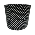 Macetero cerámica 12cm cemento líneas negro