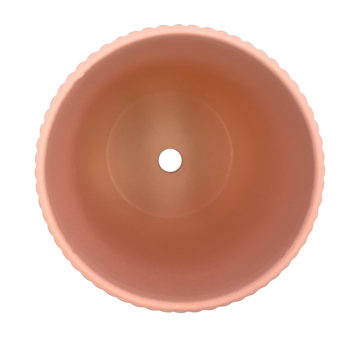 Macetero cerámica 14cm ranurado rosa pálido