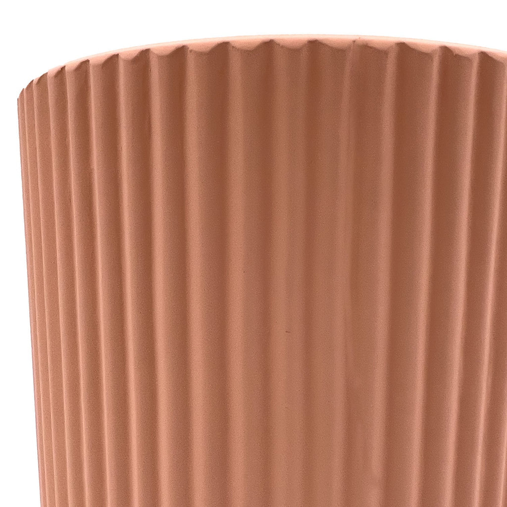 Macetero cerámica 14cm ranurado rosa pálido