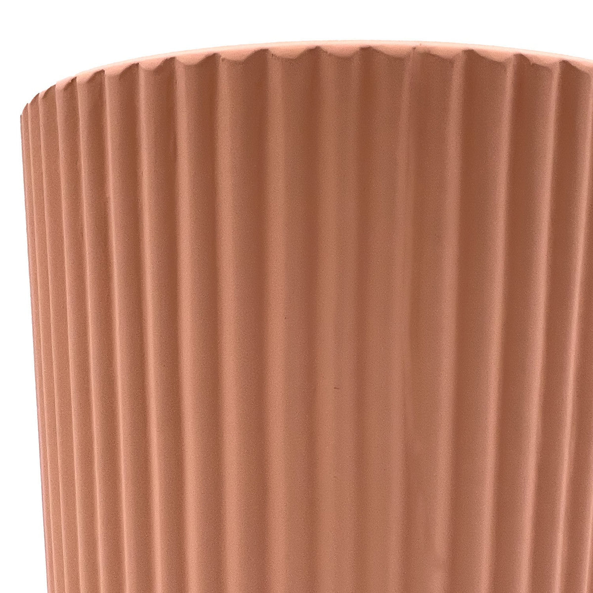 Macetero cerámica 14cm ranurado rosa pálido