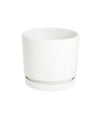 Macetero cerámica 14.5x13cm blanco c/plato