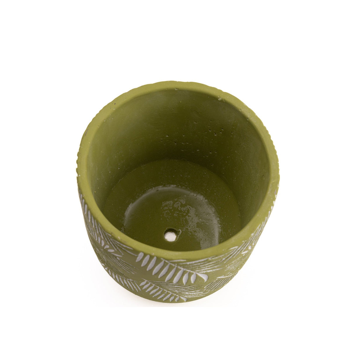 Macetero cerámica 15cm hojas blancas