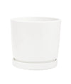 Macetero cerámica 18x15.8cm blanco c/plato