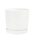 Macetero cerámica 18x15.8cm blanco c/plato