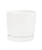 Macetero cerámica 18x15.8cm blanco c/plato