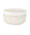 Macetero cerámica 21x17.5cm blanco glossy rayas