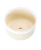 Macetero cerámica 21x17.5cm blanco glossy rayas