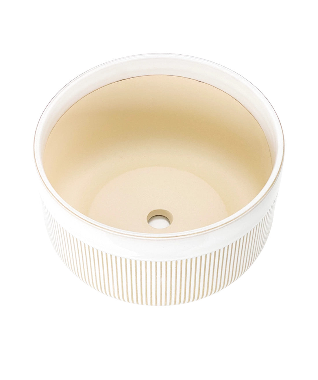 Macetero cerámica 21x17.5cm blanco glossy rayas