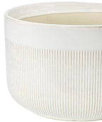 Macetero cerámica 21x17.5cm blanco glossy rayas