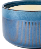 Macetero cerámica 21x17.5cm azul glossy rayas