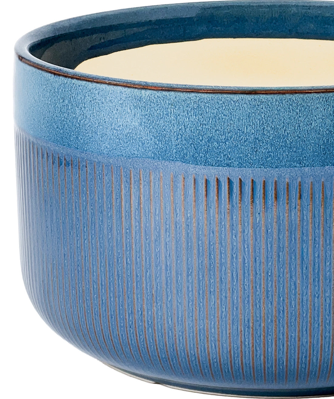 Macetero cerámica 21x17.5cm azul glossy rayas