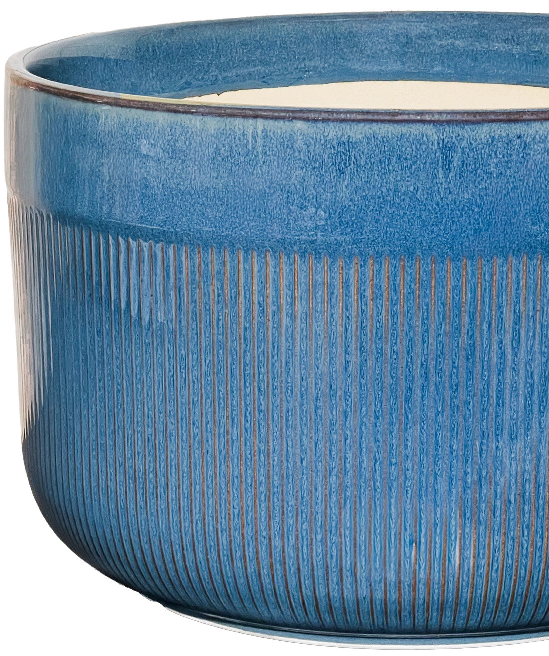 Macetero cerámica 25x16cm azul glossy rayas