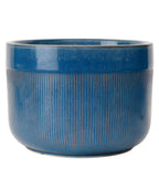 Macetero cerámica 25x16cm azul glossy rayas