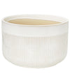 Macetero cerámica 25x16cm blanco glossy rayas