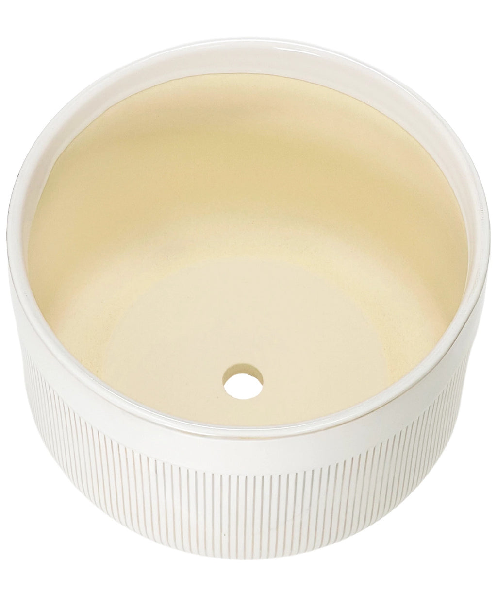Macetero cerámica 25x16cm blanco glossy rayas