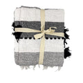 Manta 130x170cm boho pompones negros