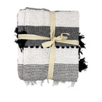 Manta 130x170cm boho pompones negros