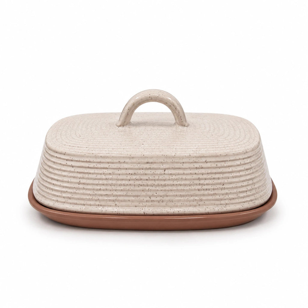 Mantequillero cerámica beige terracota