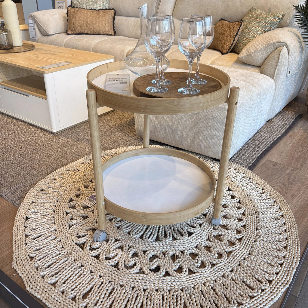Mesa lateral con ruedas bambú