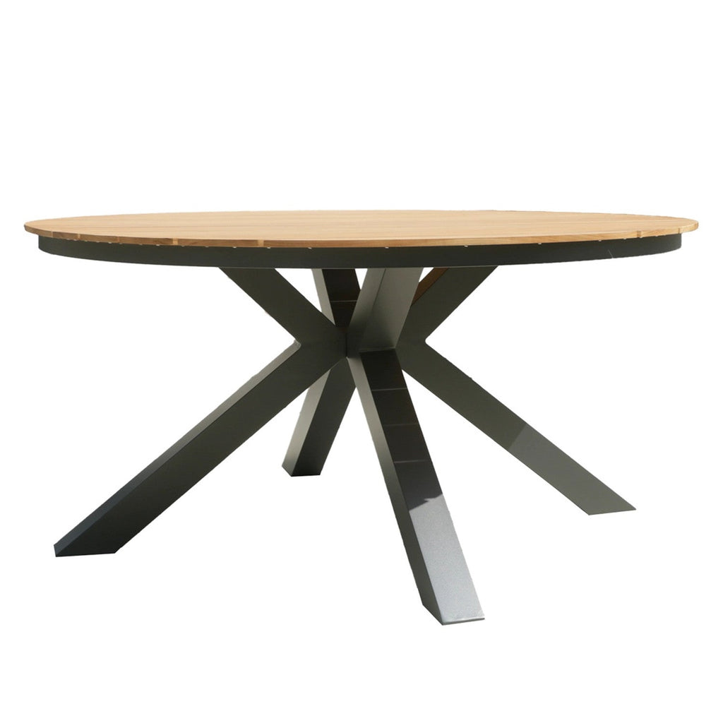 Mesa Terraza Asturias teca aluminio gris 150cm