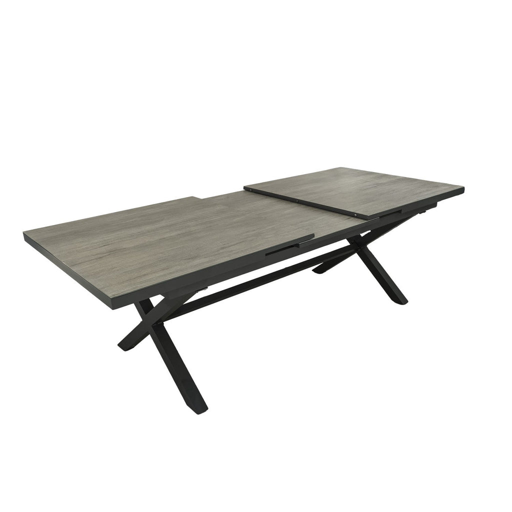 Mesa terraza extensible Ravello vidrio templado gris 152/200cm