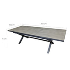 Mesa terraza extensible Ravello vidrio templado gris 200/260cm