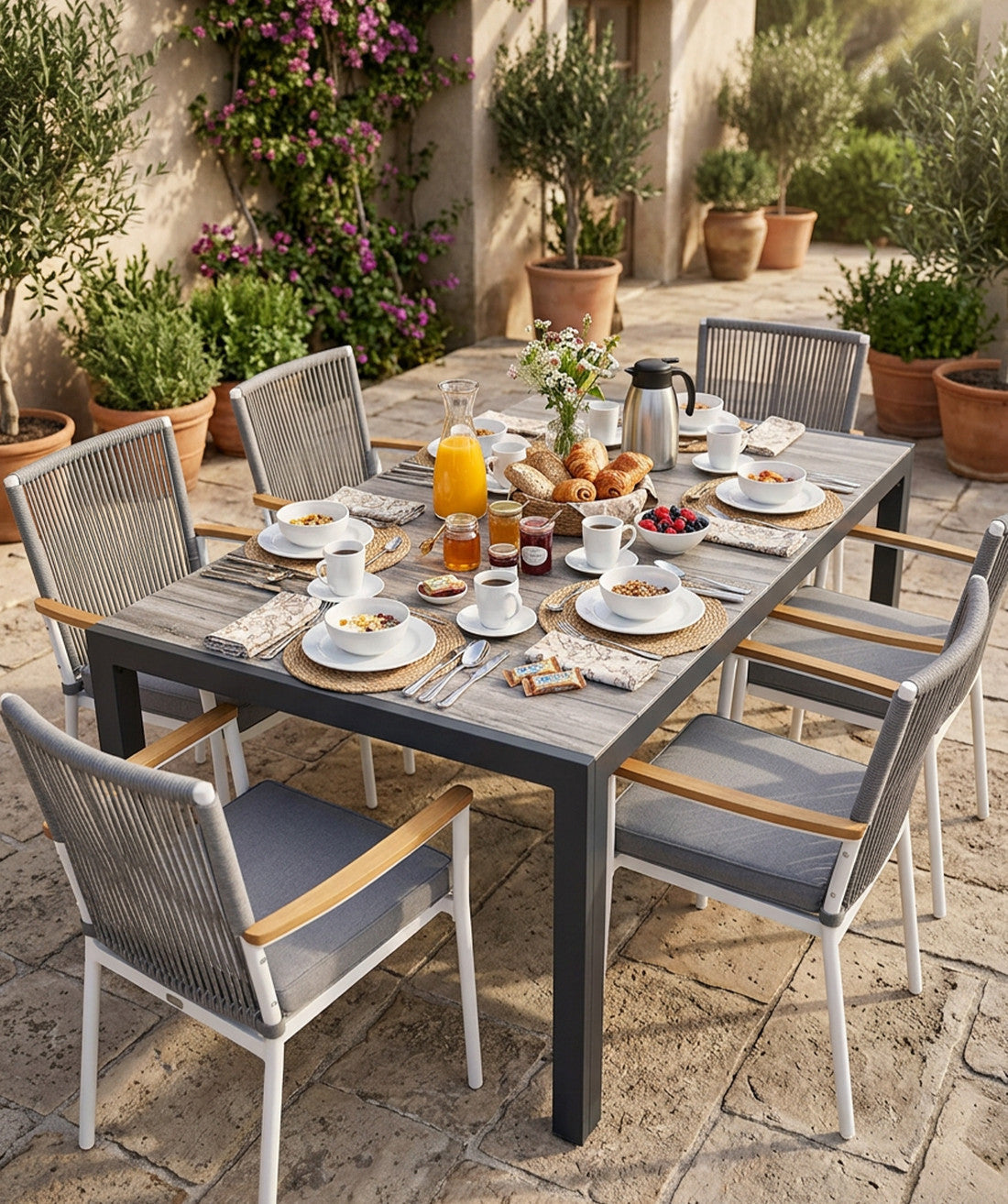 Mesa terraza Lazio cerámica gris 165cm