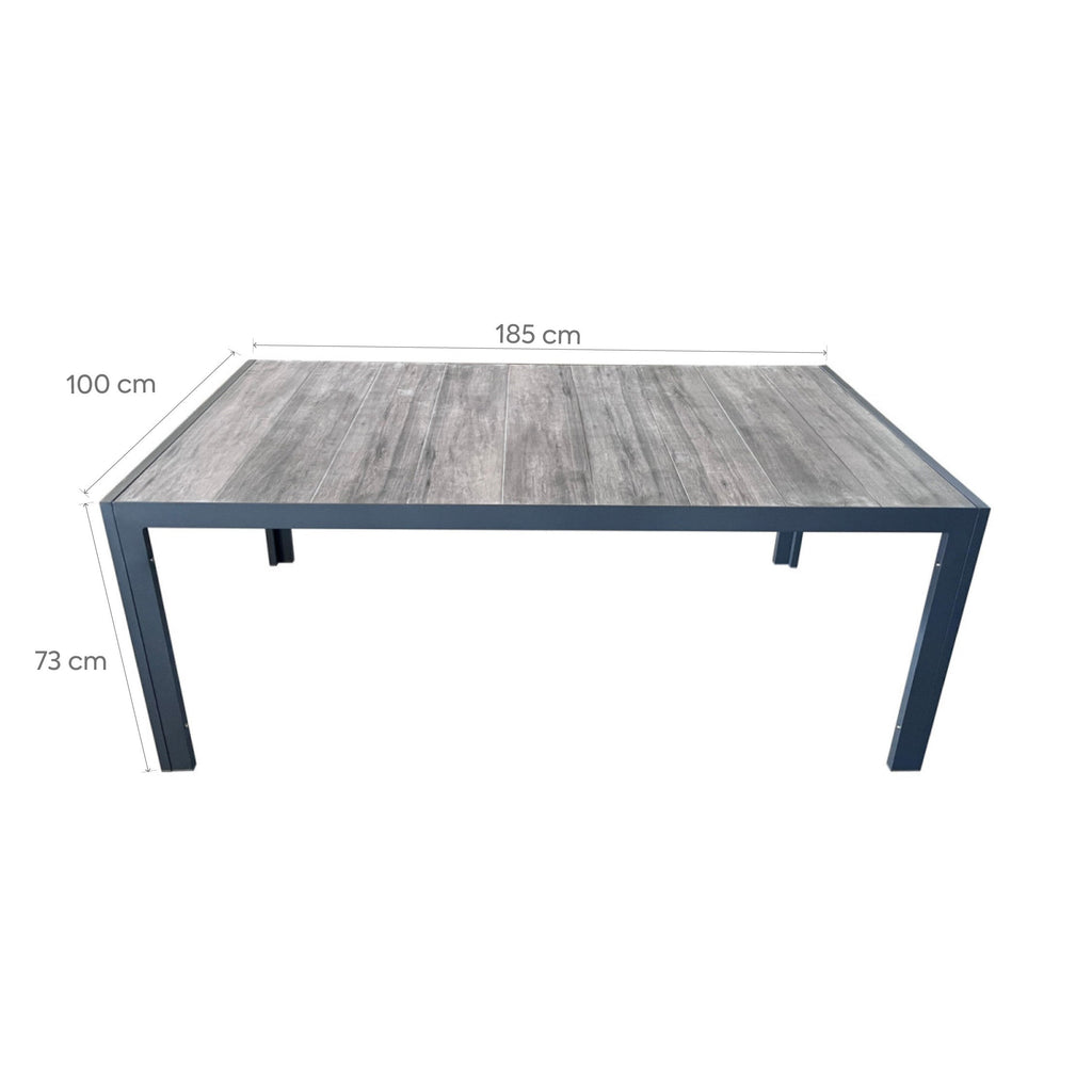 Mesa terraza Lazio cerámica gris 185cm