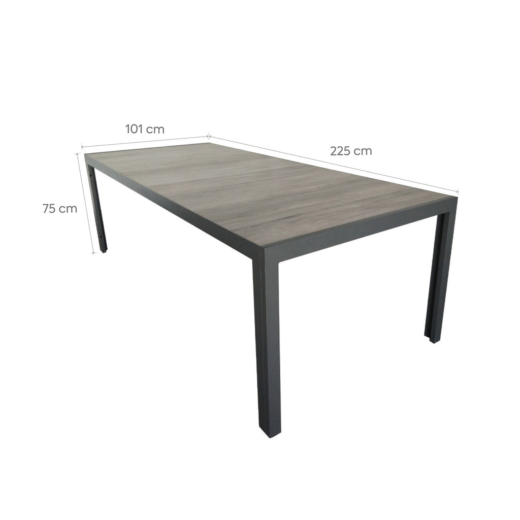 Mesa terraza Lazio cerámica gris 225cm