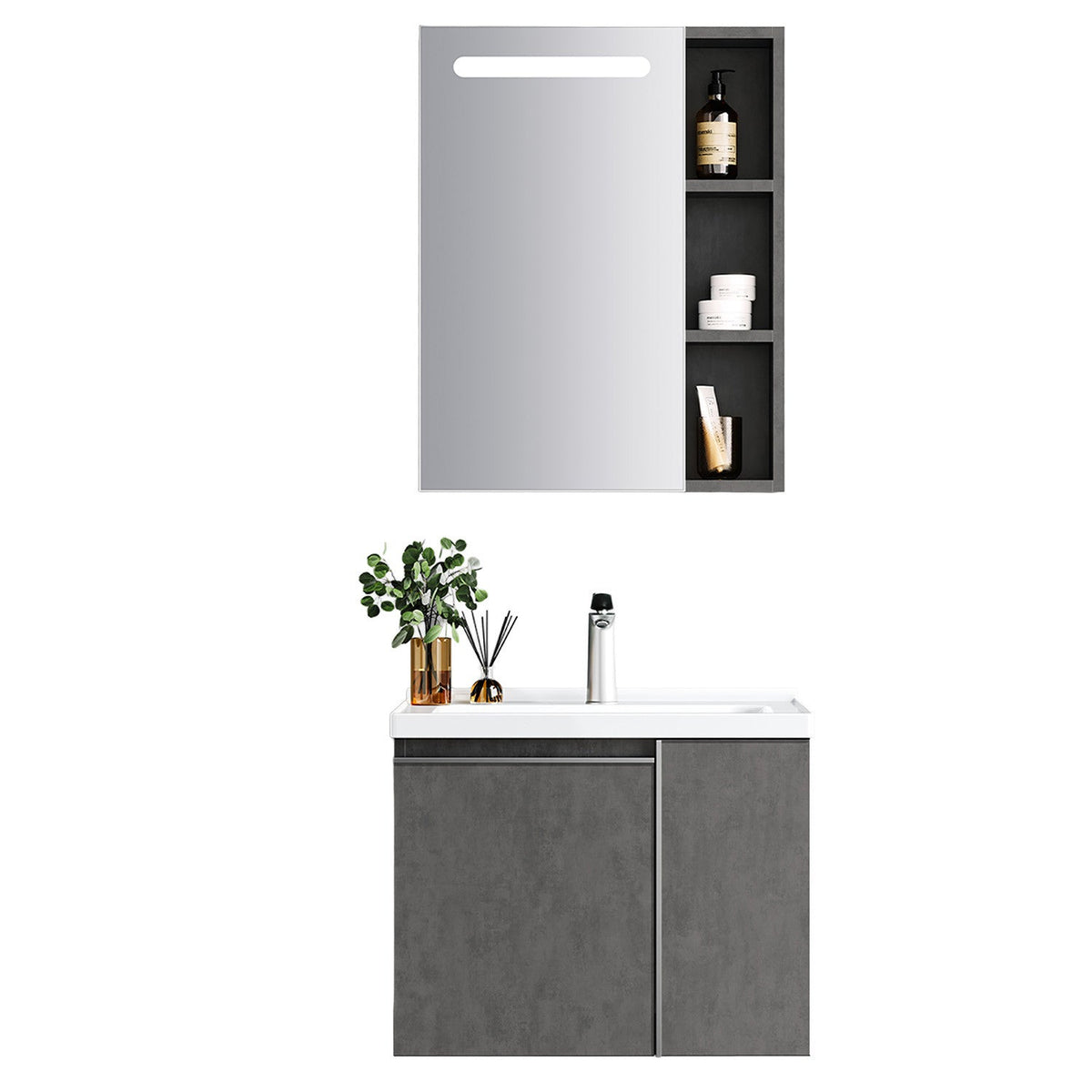 Mueble de Baño Danubio 2 Puertas 60 cm con lavamanos y espejo