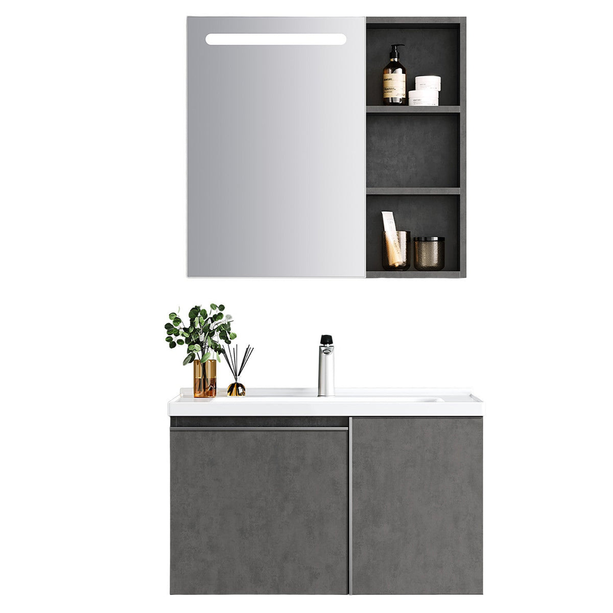 Mueble de Baño Danubio 2 Puertas 80 cm con lavamanos y espejo