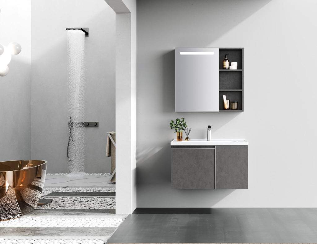 Mueble de Baño Danubio 2 Puertas 80 cm con lavamanos y espejo