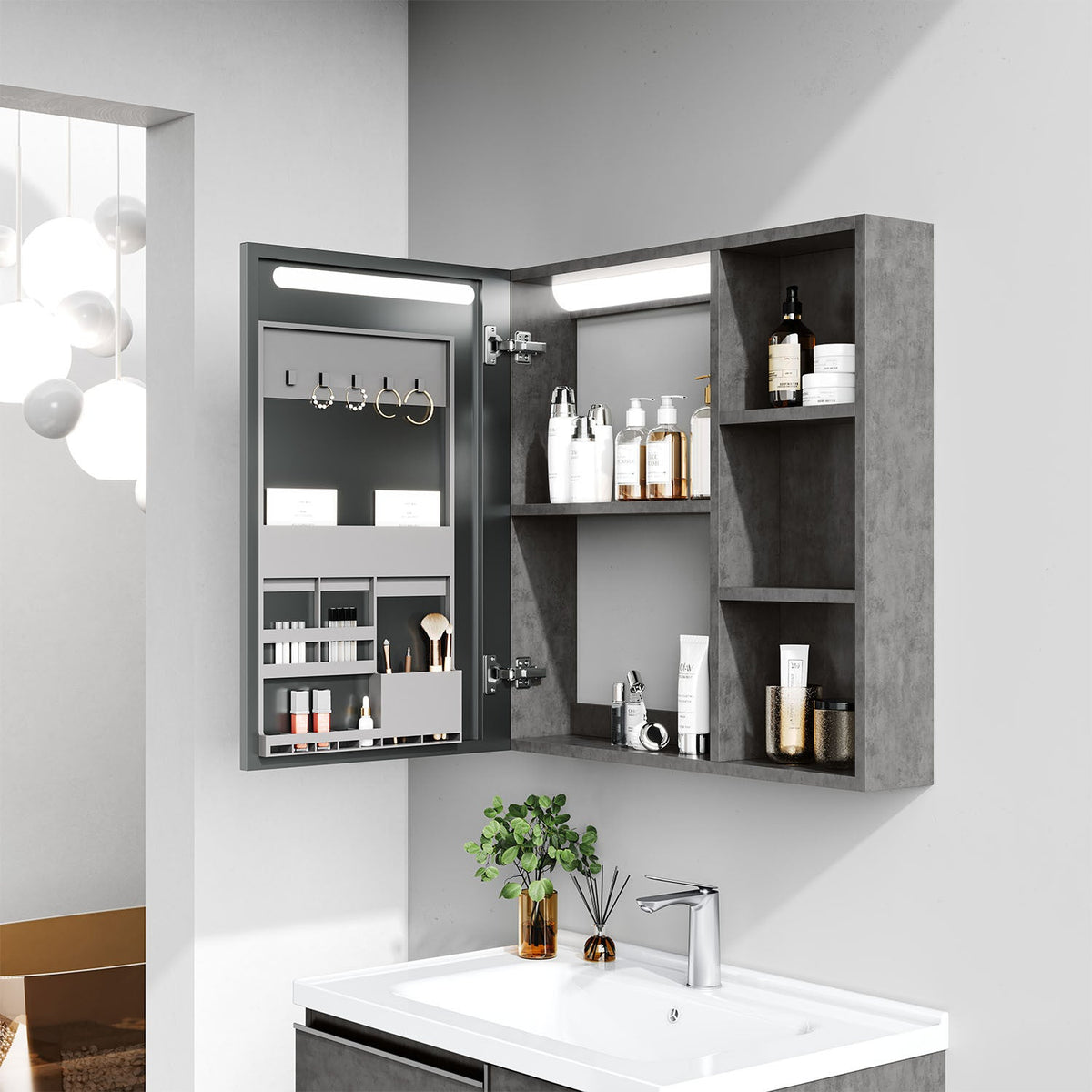 Mueble de Baño Danubio 2 Puertas 80 cm con lavamanos y espejo