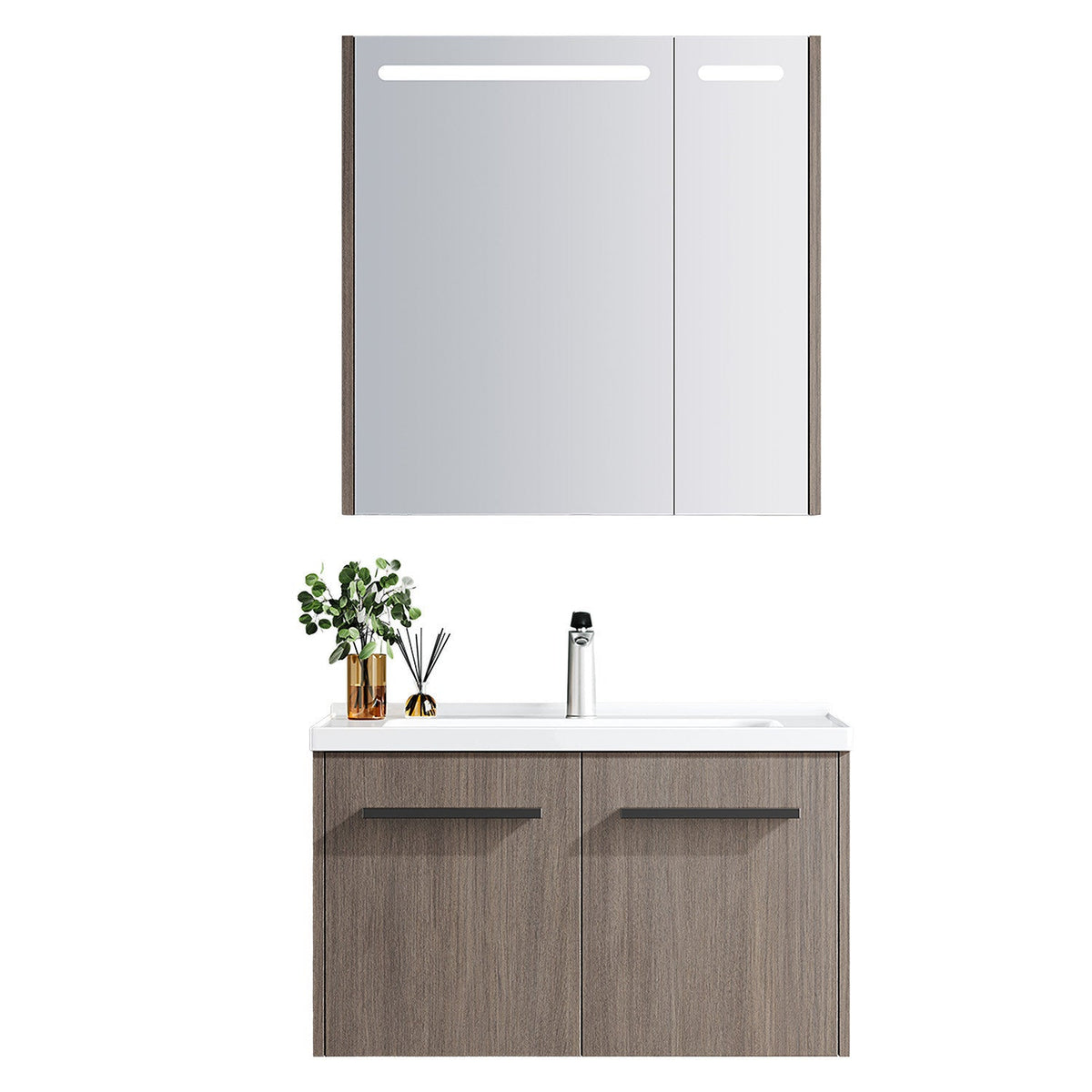 Mueble de Baño Sena 2 Puertas 80 cm con lavamanos y espejo