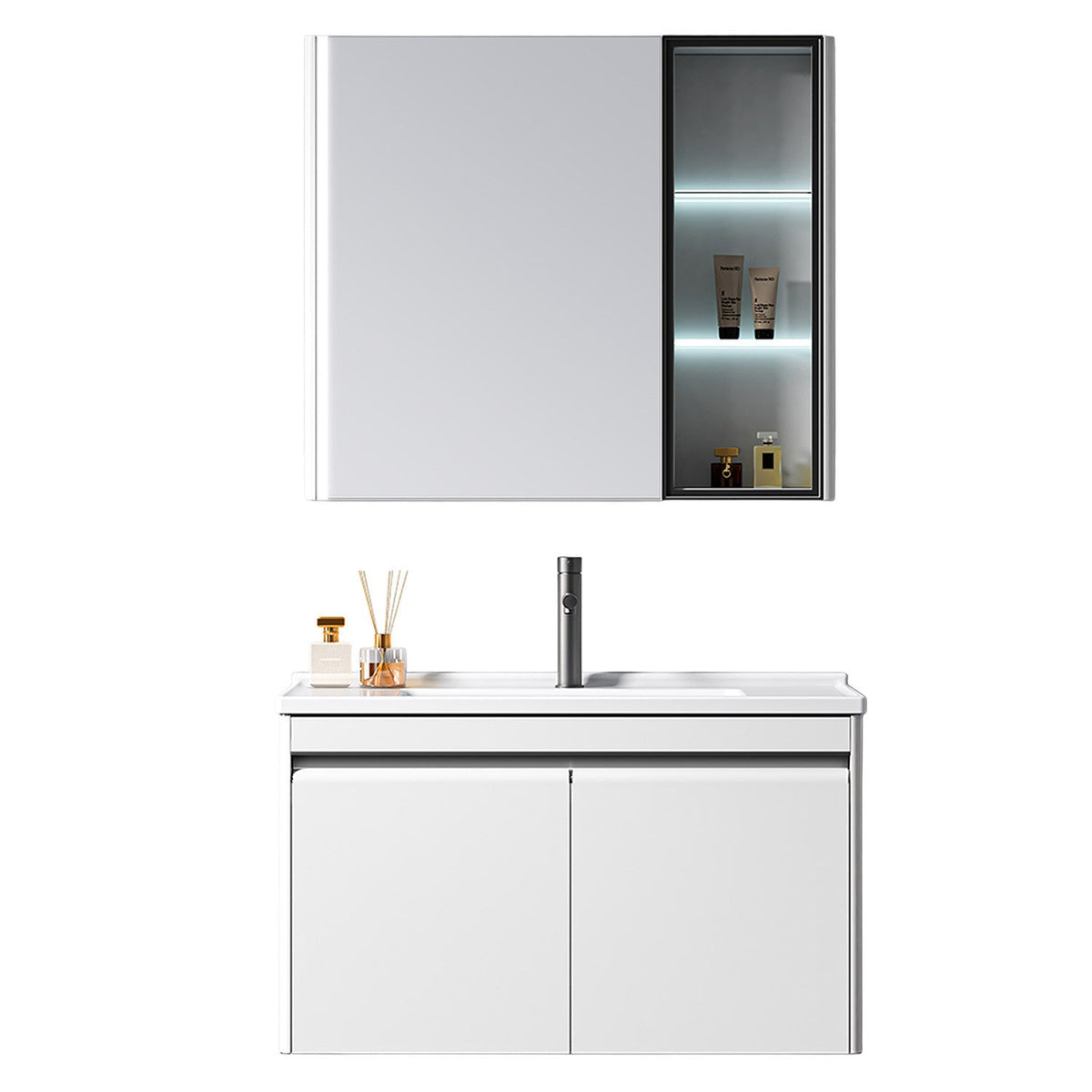 Mueble de Baño Volga 2 puertas 80 cm con lavamanos y espejo