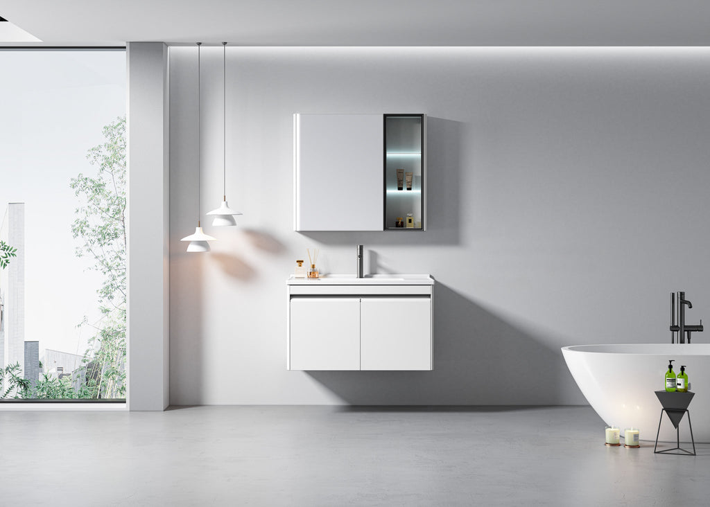 Mueble de Baño Volga 2 puertas 80 cm con lavamanos y espejo
