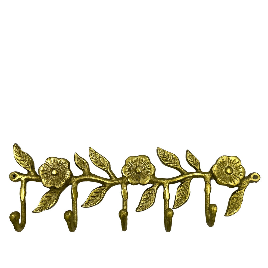 Perchero dorado flores 41cm