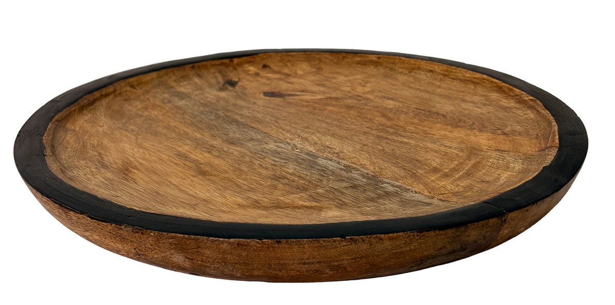 Plato madera borde negro 30cm