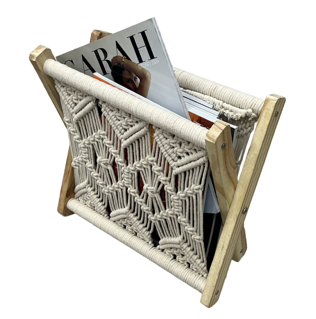 Porta revistas macrame 33x33x28cm