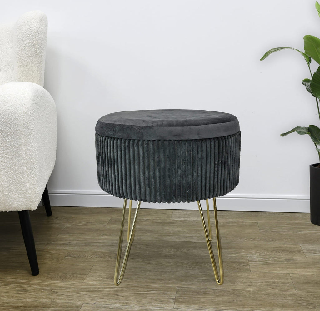 Pouf almacenamiento Bass gris