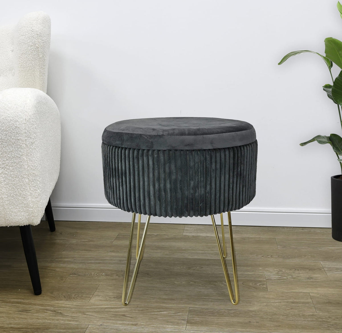 Pouf almacenamiento Bass gris