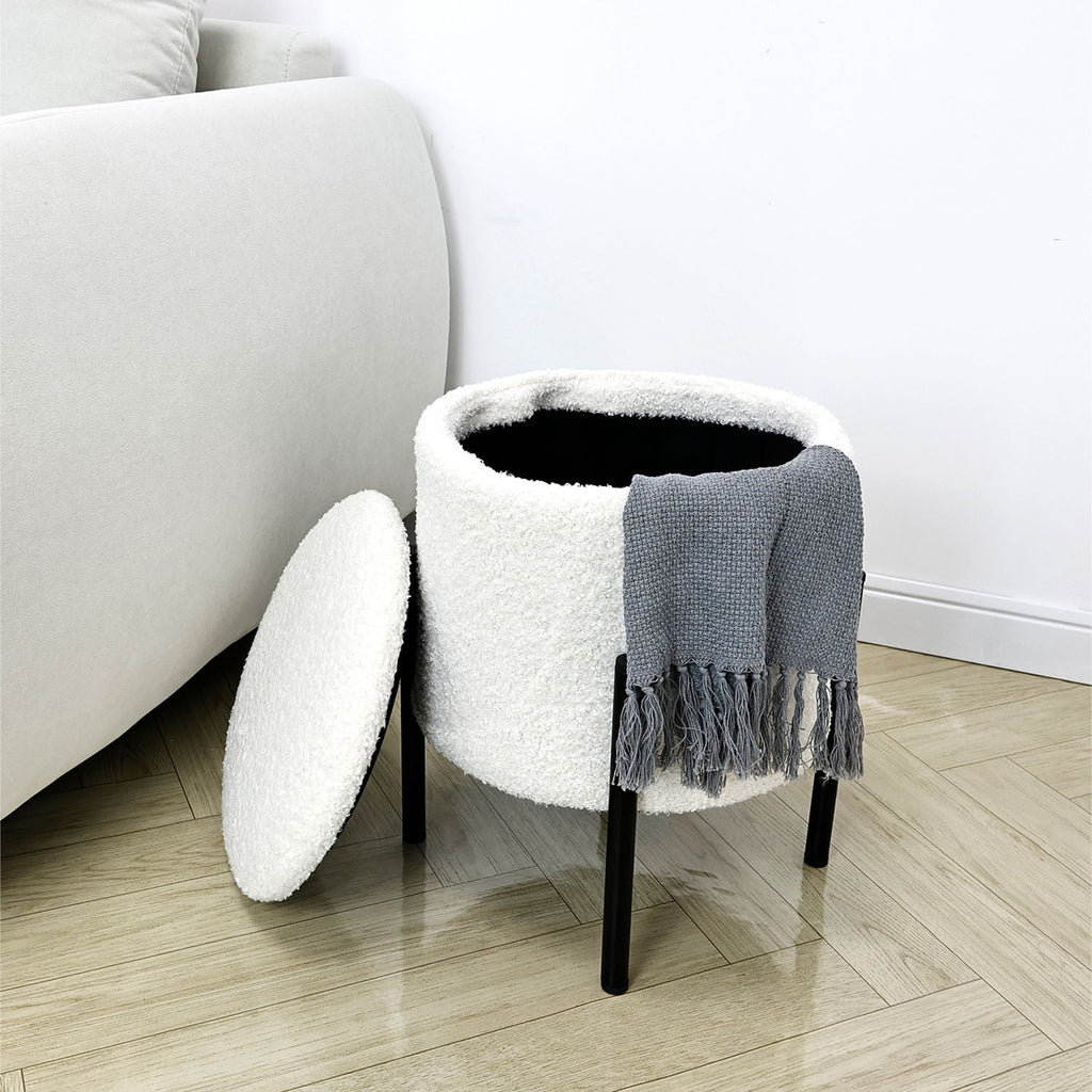 Pouf almacenamiento Minosh blanco