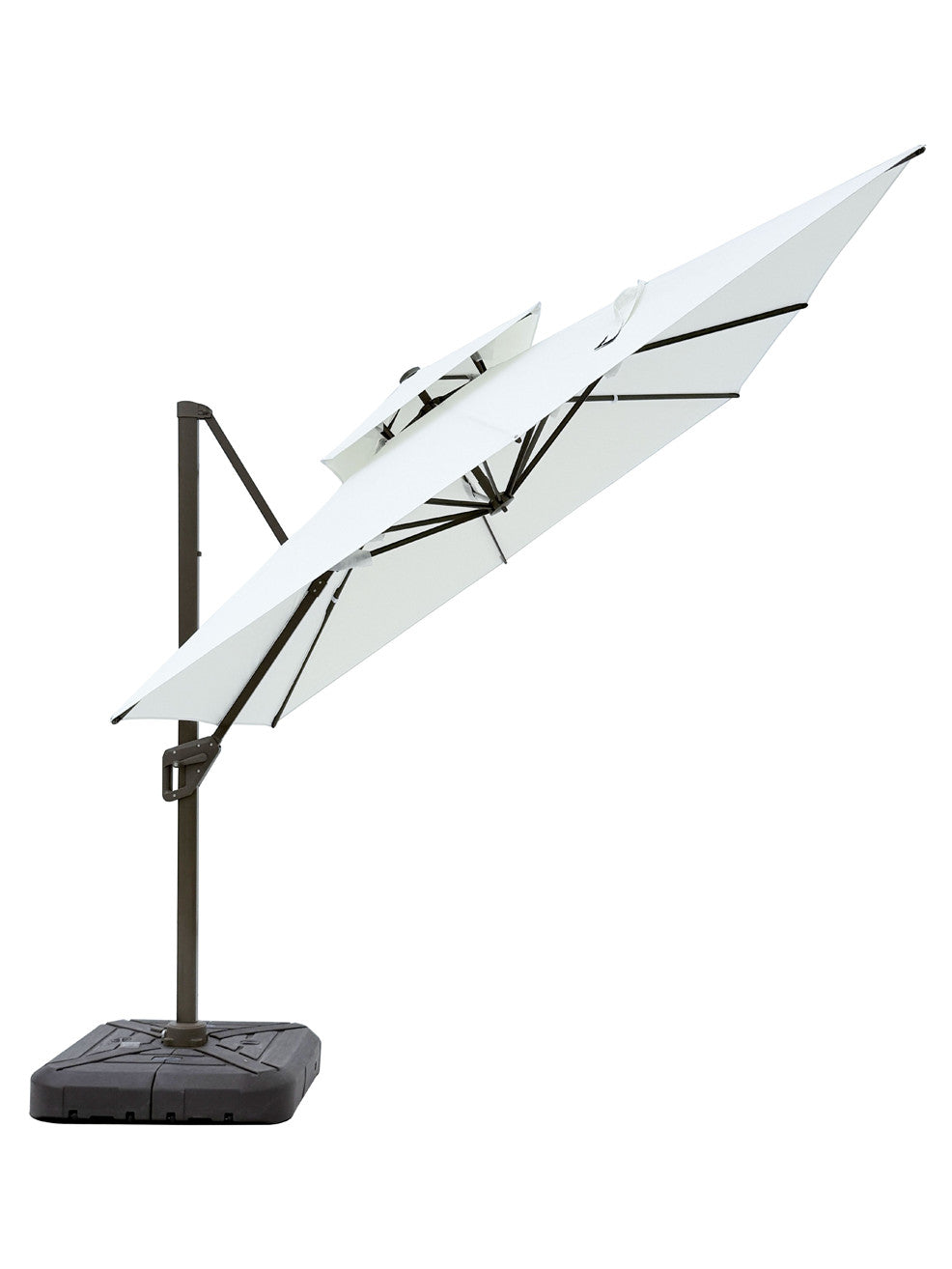 Quitasol cuadrado blanco 3x3m + Base quitasol 130L