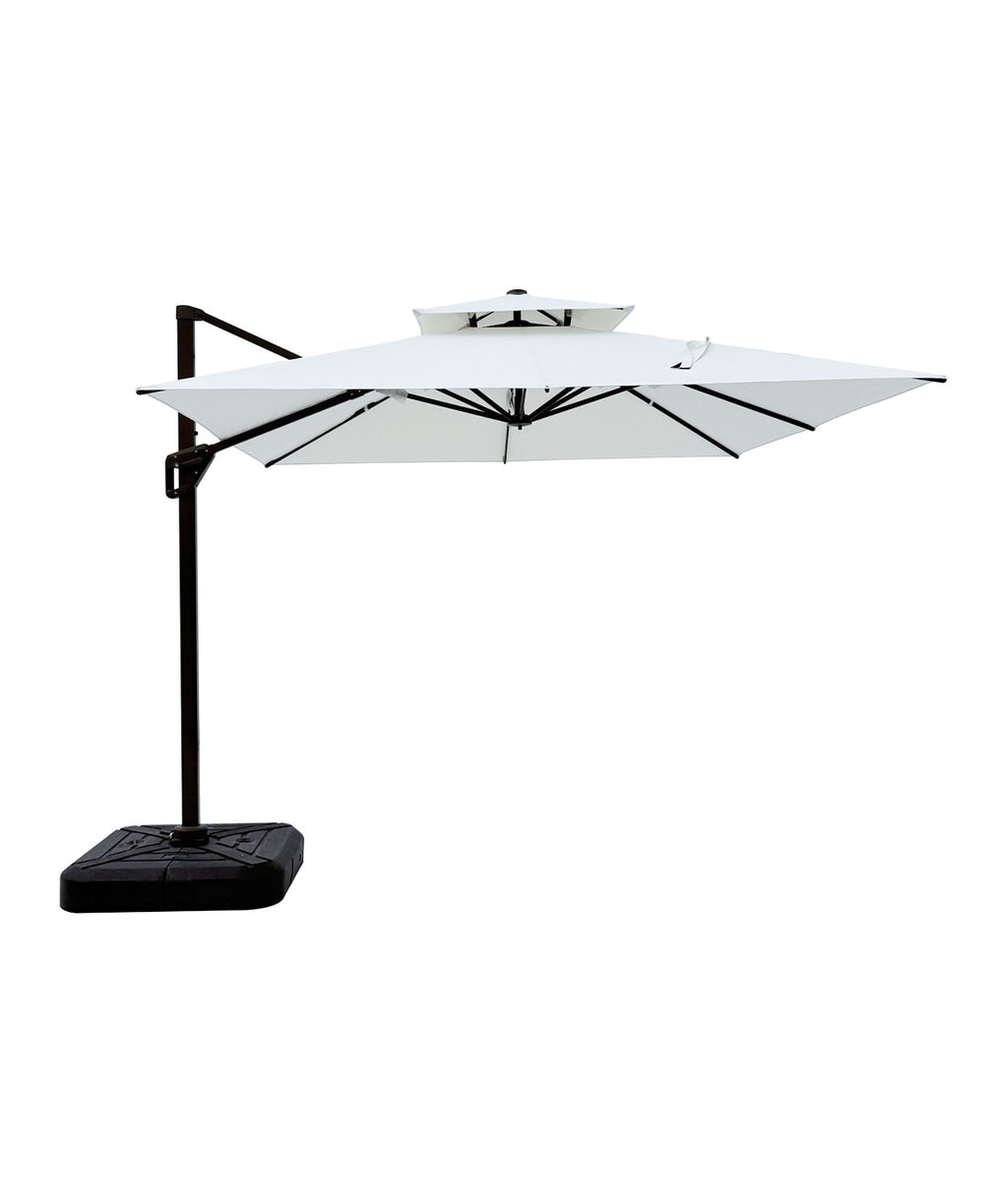Quitasol cuadrado blanco 3x3m + Base quitasol 130L