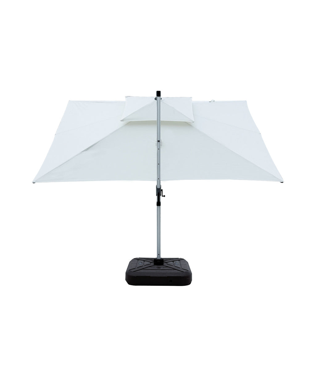 Quitasol cuadrado blanco 3x4m + Base quitasol 180L