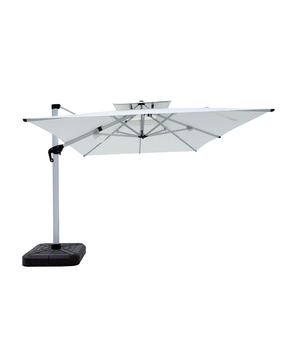 Quitasol cuadrado blanco 3x4m + Base quitasol 180L