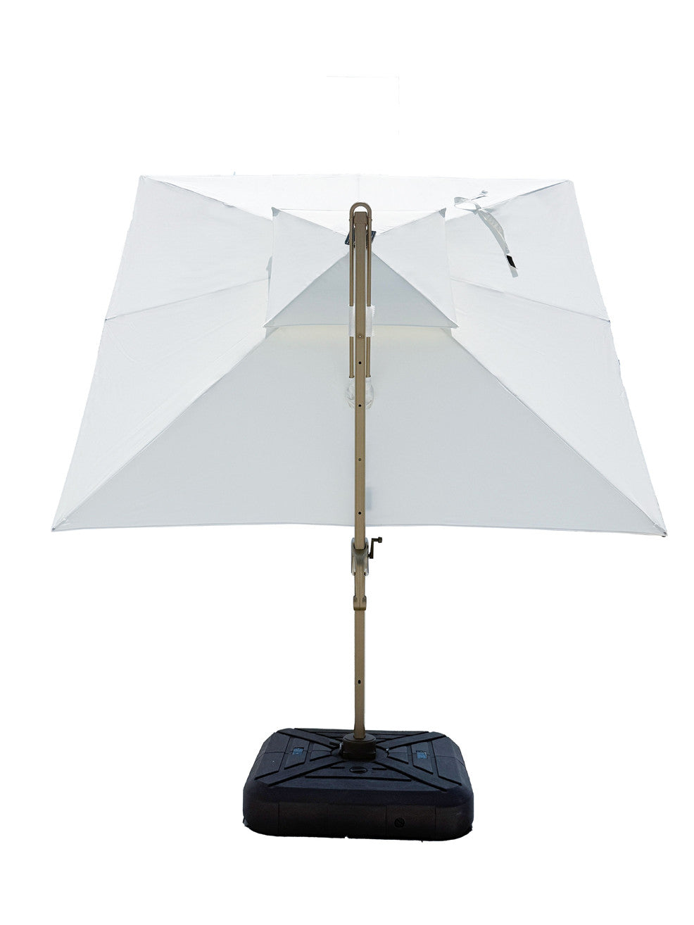 Quitasol cuadrado blanco con luz 3x3m + Base quitasol 130L